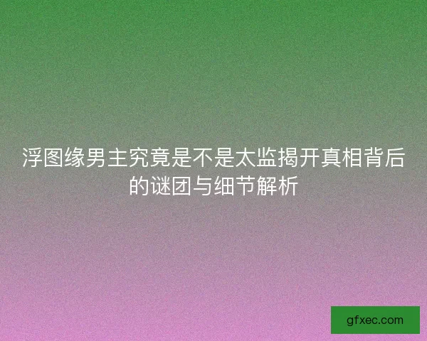 浮图缘男主究竟是不是太监揭开真相背后的谜团与细节解析