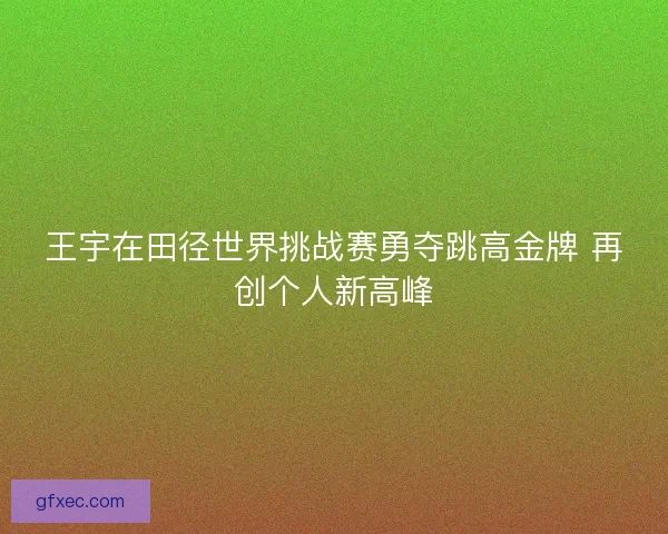 王宇在田径世界挑战赛勇夺跳高金牌 再创个人新高峰